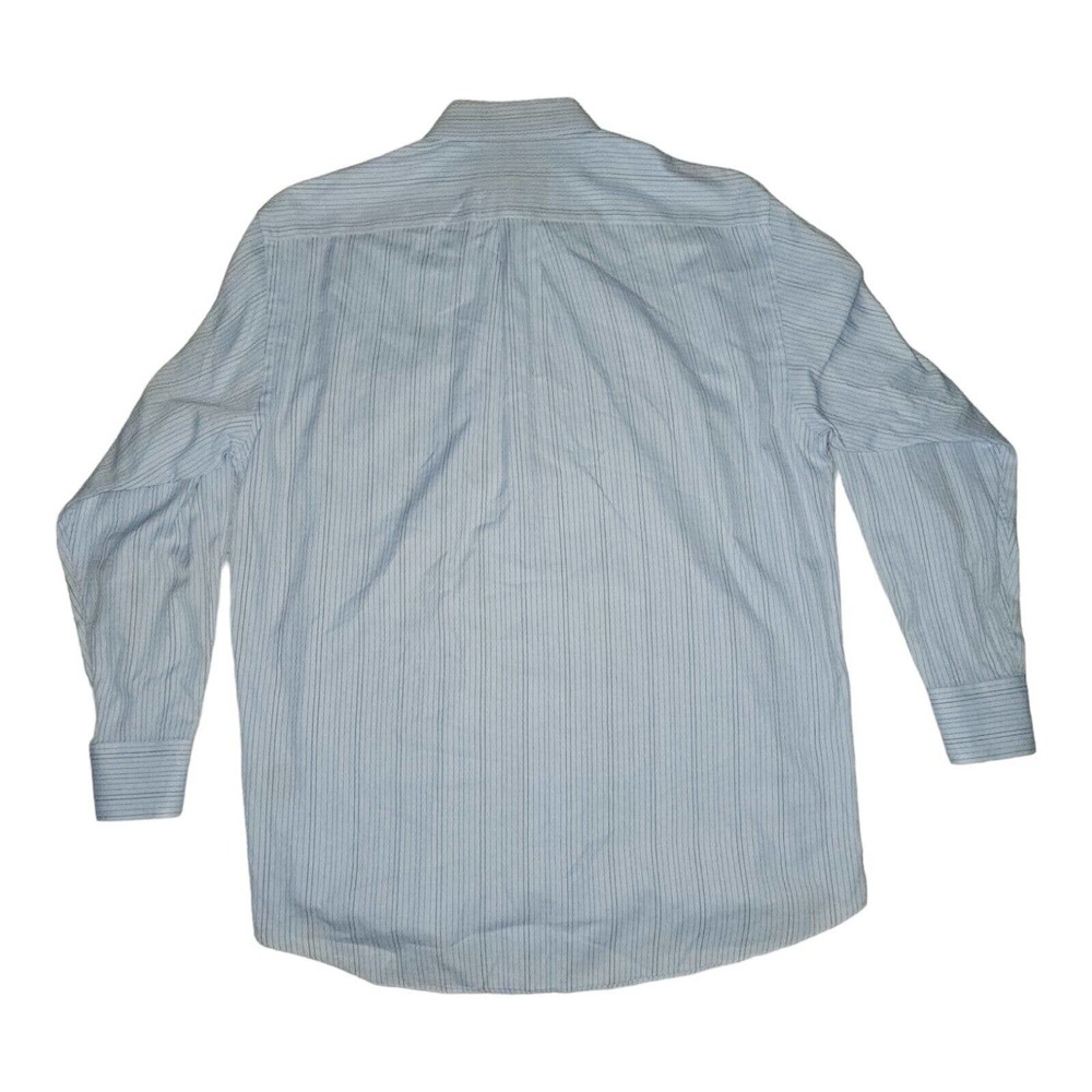 Jhane Barnes Button Up Shirt Large Men's Long Sleeve Two-Ply Blue Dress Wear - Picture 4 of 6